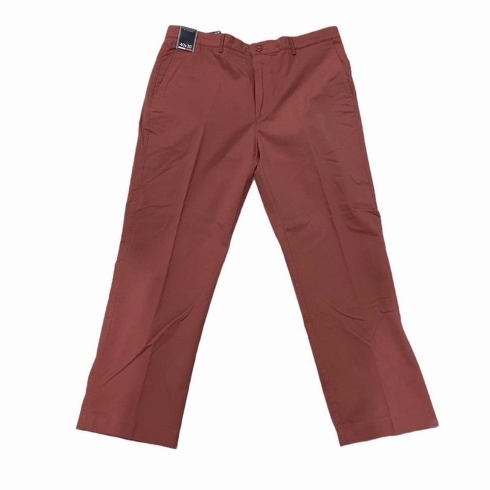 NWT Roundtree & Yorke 38x29 Classic Fit Flat Front Pants Salmon Pink Khaki Chino